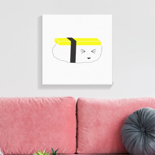 Cute egg Sushi Illustration Kawaii style Canvas Afdruk (Insitu (Woonkamer))
