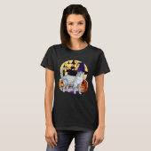 Cute Egyptian Mau Cat Halloween Witch Pumpkin T-shirt (Voorkant volledig)