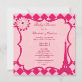 Cute Eiffel Tower Argyle Roze Baby shower Kaart (Achterkant)