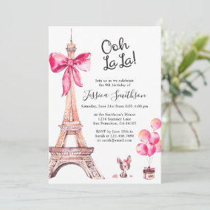 Cute Eiffel Tower Paris, uitnodiging van vrijdag