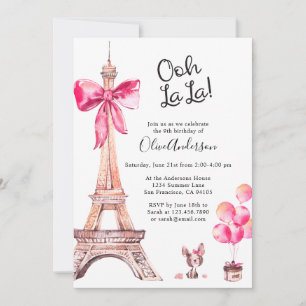 Cute Eiffeltoren verjaardagsuitnodigingen Parijs Kaart