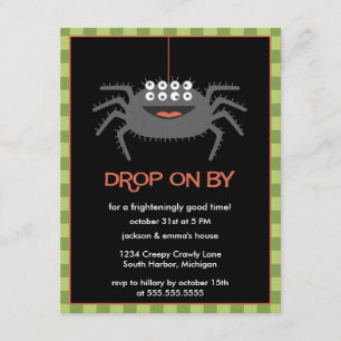 Cute Eight Eyed Spider Halloween Party-uitnodiging Kaart