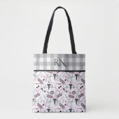 Cute EKG Nurse | Doctor Med Pattern Monogram Tote Bag (Voorkant)