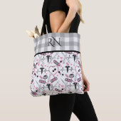 Cute EKG Nurse | Doctor Med Pattern Monogram Tote Bag (Dichtbij)