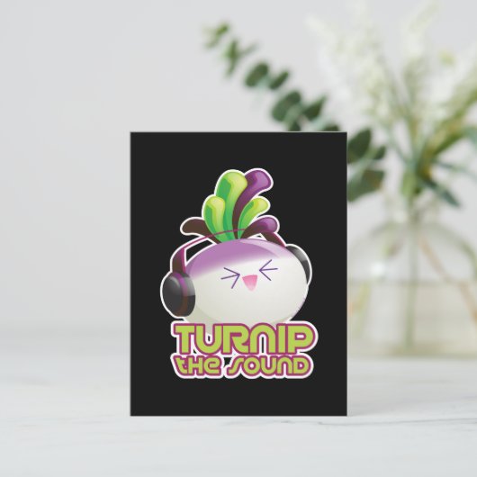 Cute Electronic Dance Music Turnip Pun Briefkaart (Staand voorkant)