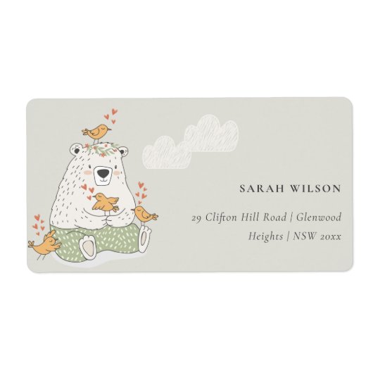 Cute Elegant Aqua Green Beer Heart Birds Address Etiket (Voorkant)