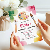 Cute Elegant Art Party Painting Birthday Party Kaart