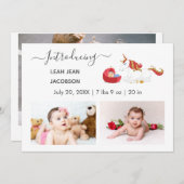 Cute Elegant Baby Photo Birth Announding Unicorn Aankondiging (Voorkant / Achterkant)