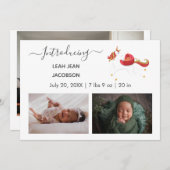 Cute Elegant Baby Photo Birth Announding Unicorn Aankondiging (Voorkant / Achterkant)