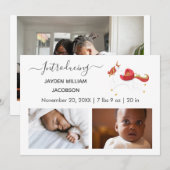 Cute Elegant Baby Photo Birth Announding Unicorn Aankondiging (Voorkant / Achterkant)