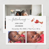 Cute Elegant Baby Photo Birth Announding Unicorn Aankondiging (Voorkant / Achterkant)