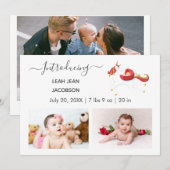 Cute Elegant Baby Photo Birth Announding Unicorn Aankondiging (Voorkant / Achterkant)