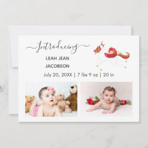 Cute Elegant Baby Photo Birth Announding Unicorn Aankondiging