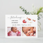 Cute Elegant Baby Photo Birth Announding Unicorn Aankondiging (Staand voorkant)