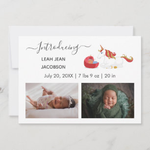 Cute Elegant Baby Photo Birth Announding Unicorn Aankondiging