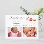 Cute Elegant Baby Photo Birth Announding Unicorn Aankondiging (Staand voorkant)