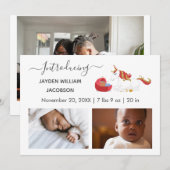 Cute Elegant Baby Photo Birth Announding Unicorn Aankondiging (Voorkant / Achterkant)