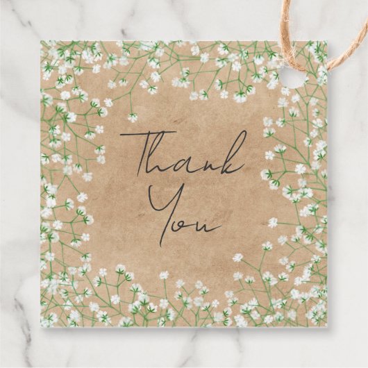 Cute Elegant Baby's Breath Floral Boho Baby shower Bedankjes Labels (Achterkant)