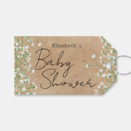 Cute Elegant Baby's Breath Floral Boho Baby shower Cadeaulabel
