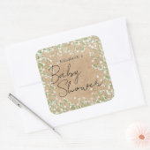 Cute Elegant Baby's Breath Floral Boho Baby shower Vierkante Sticker (Envelop)