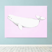Cute Elegant Beluga Whale Book Illustration Canvas Afdruk (Insitu (Houten vloer))