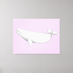 Cute Elegant Beluga Whale Book Illustration Canvas Afdruk