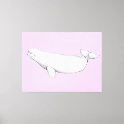 Cute Elegant Beluga Whale Book Illustration Canvas Afdruk (Voorkant)