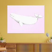 Cute Elegant Beluga Whale Book Illustration Canvas Afdruk (Insitu (Woonkamer))