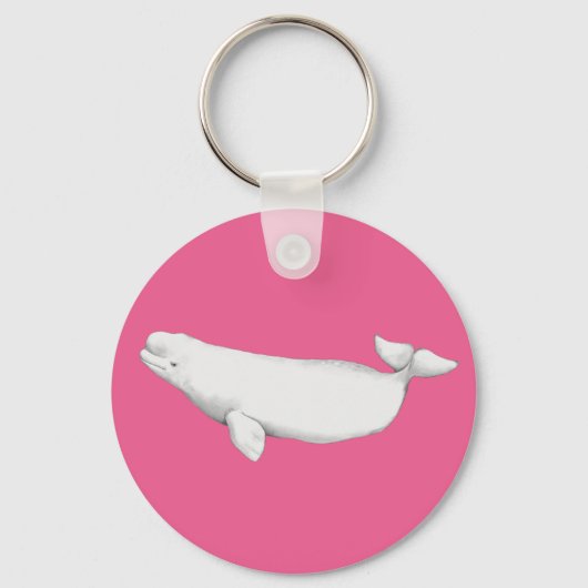 Cute Elegant Beluga Whale Book Illustration Pink Sleutelhanger (Voorkant)