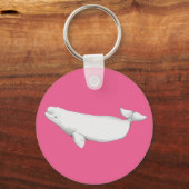 Cute Elegant Beluga Whale Book Illustration Pink Sleutelhanger (Voorkant)