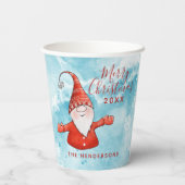 Cute Elegant Blue Red Merry kerst Papieren Bekers (Achterkant)