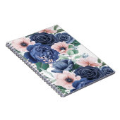Cute Elegant Blue Roos Waterverf Notitieboek (Rechterzijde)