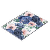 Cute Elegant Blue Roos Waterverf Notitieboek (Linkerzijde)