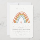 Cute Elegant Blush Blue Heart Rainbow Baby shower Bedankkaart (Voorkant)