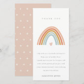 Cute Elegant Blush Blue Heart Rainbow Baby shower Bedankkaart (Voorkant / Achterkant)