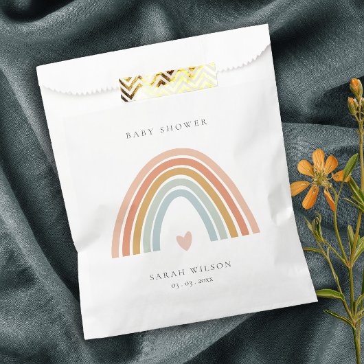 Cute Elegant Blush Blue Heart Rainbow Baby shower Bedankzakje