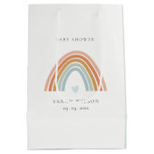 Cute Elegant Blush Blue Heart Rainbow Baby shower Medium Cadeauzakje (Achterkant)