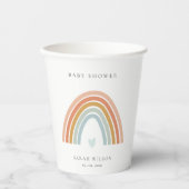 Cute Elegant Blush Blue Heart Rainbow Baby shower Papieren Bekers (Voorkant)