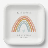 Cute Elegant Blush Blue Heart Rainbow Baby shower Papieren Bordje (Voorkant)