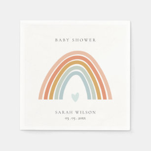 Cute Elegant Blush Blue Heart Rainbow Baby shower Servet