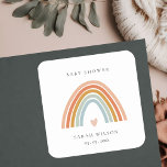 Cute Elegant Blush Blue Heart Rainbow Baby shower Vierkante Sticker<br><div class="desc">Als u nog meer aanpassingen nodig hebt,  kunt u mij op yellowfebstudio@gmail.com vrij klikken.</div>