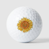 Cute Elegant Boho Art Yellow Waterverf Sunflower Golfballen (Voorkant)