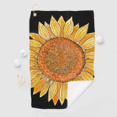 Cute Elegant Boho Art Yellow Waterverf Sunflower Golfhanddoek (Insitu)