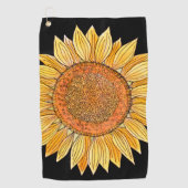 Cute Elegant Boho Art Yellow Waterverf Sunflower Golfhanddoek (Voorkant)
