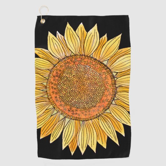 Cute Elegant Boho Art Yellow Waterverf Sunflower Golfhanddoek (Voorkant)