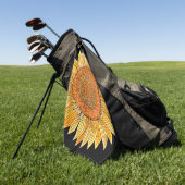 Cute Elegant Boho Art Yellow Waterverf Sunflower Golfhanddoek (Groen)