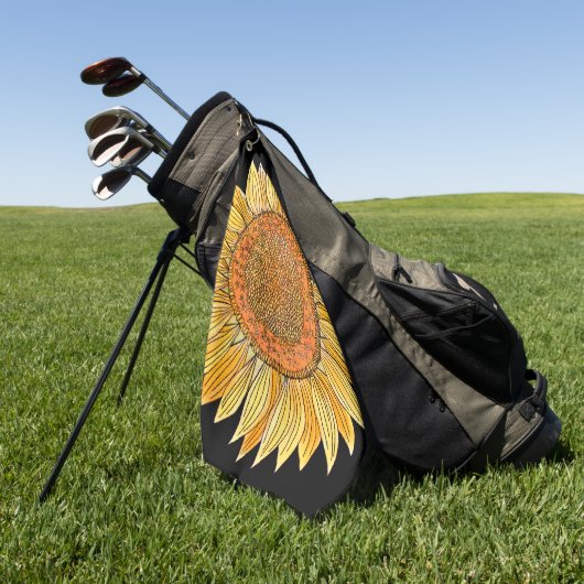 Cute Elegant Boho Art Yellow Waterverf Sunflower Golfhanddoek (Groen)