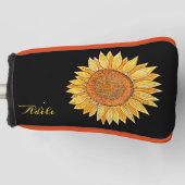 Cute Elegant Boho Art Yellow Waterverf Sunflower Golfheadcover (Voorkant)