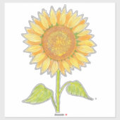 Cute Elegant Boho Art Yellow Waterverf Sunflower Sticker (Vel)