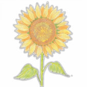 Cute Elegant Boho Art Yellow Waterverf Sunflower Sticker (Voorkant)